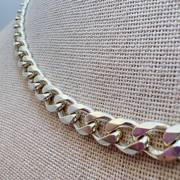 VTG Sterling Silver 925 Heavy Curb Link Chain Necklace Size 24" Length - Picture 5 of 12